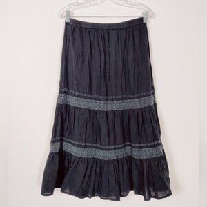 Nu-Look Women's Black Tiered Maxi Skirt Size Medium 100% Cotton Whimsical Goth